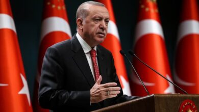 Turkish President Recep Tayyip Erdogan delivers a speech