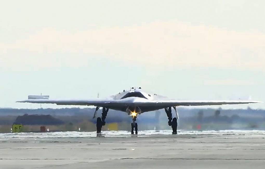 Photo of Russia's Okhotnik heavy attack drone.