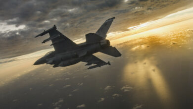 An F-16 in flight.