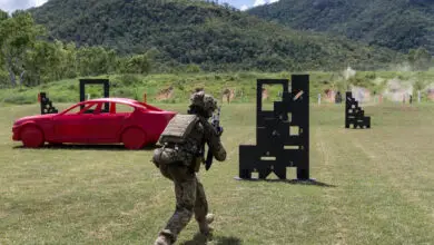 Australian Army officer Lieutenant Andrew Davis from 3rd Battalion, Royal Australian Regiment, runs forward on the combat marksmanship range at Mount Stuart military training area on 7 March 2017. *** Local Caption *** Australian Army soldiers from Townsville's 3rd Brigade are receiving advanced combat shooting skills training at Mount Stuart military training area from 6 - 10 March 2017. The training, conducted by School of Infantry instructors, is using innovative teaching techniques with the latest shooting range technologies to provide the regular infantry soldiers with a near-real immersive combat environment to develop combat shooting skills. After the five-day course, the 3rd Brigade soldiers will continue to impart their knowledge to their sections before deploying to Iraq later this year.