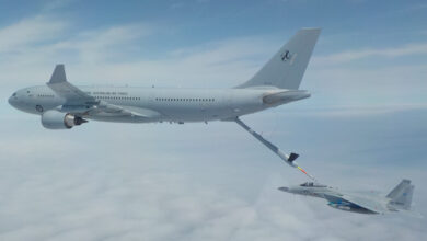 Royal Australian Air Force (RAAF) KC-30A Multi-Role Tanker Transport conducting refuelling trials with Japan Air Self-Defense Force (JASDF) F-15J Eagle.