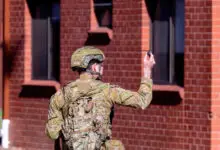An Australian Army 4th Brigade soldier launches a Black Hornet Nano Unmanned Aerial System during urban operations training at the RAAF Williams, Point Cook on 26 May, as a part of Exercise Abel Diemen 2023. *** Local Caption *** The 4th Brigade is conducting Exercise ABEL DIEMEN across locations in Victoria and Tasmania from 19 to 28 May 2023. The 10-day training exercise provides soldiers with the opportunity to practice the types of tasks applicable in domestic and regional security operations following an ADF Call-Out under provisions for Defence Force Aid to the Civil Authority (DFACA), as well as carry out training to improve and maintain Foundation Warfighting skills.