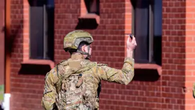 An Australian Army 4th Brigade soldier launches a Black Hornet Nano Unmanned Aerial System during urban operations training at the RAAF Williams, Point Cook on 26 May, as a part of Exercise Abel Diemen 2023. *** Local Caption *** The 4th Brigade is conducting Exercise ABEL DIEMEN across locations in Victoria and Tasmania from 19 to 28 May 2023. The 10-day training exercise provides soldiers with the opportunity to practice the types of tasks applicable in domestic and regional security operations following an ADF Call-Out under provisions for Defence Force Aid to the Civil Authority (DFACA), as well as carry out training to improve and maintain Foundation Warfighting skills.