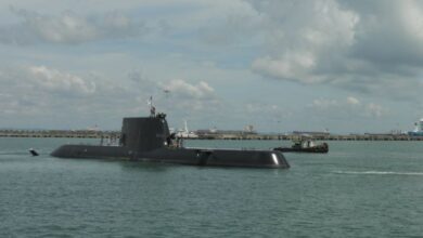 Impeccable sailing into RSS Singapura – Changi Naval Base.