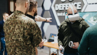 Personnel testing virtual reality medical trauma simulator for soldiers