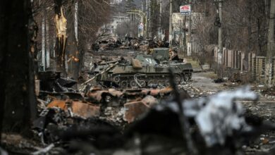 Destroyed Russian tanks