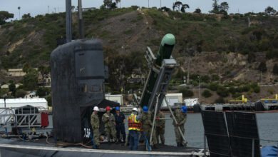 210624-N-CT127-0050 SAN DIEGO (June 24, 2021)- Sailors load a Mk 48 advanced capability torpedo onto the Los Angeles-class fast-attack submarine USS Scranton (SSN 756), June 24. U.S. military forces are present and active in and around the Pacific in support of allies and partners and a free and open Indo-Pacific for more than 75 years. (U.S. Navy photo by Chief Mass Communication Specialist Josue L. Escobosa/Released)