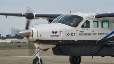 Gabriele Di Francesco, Xwing safety pilot, prepares for takeoff in N101XW, a Cessna 208B Grand Caravan that flies autonomously, at McClellan Airfield in Sacramento, California, Jan. 27, 2024. AFWERX, the innovation arm of the Department of the Air Force, has awarded Xwing two Small Business Innovation Research contracts, a Phase Two in March 2023 to conduct autonomous flight trials and optimize the technology for future missions and a Phase Three in December 2023 to demonstrate the capability in an operationally relevant environment. Xwing's autonomous flight technology allows its aircraft to taxi, takeoff, fly to a destination, avoid airborne and ground threats, and land, without any human input. (U.S. Air Force photo by Matthew Clouse)