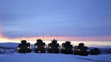 The Armoured Support Group conduct a live fire shoot with their all-terrain Viking vehicles