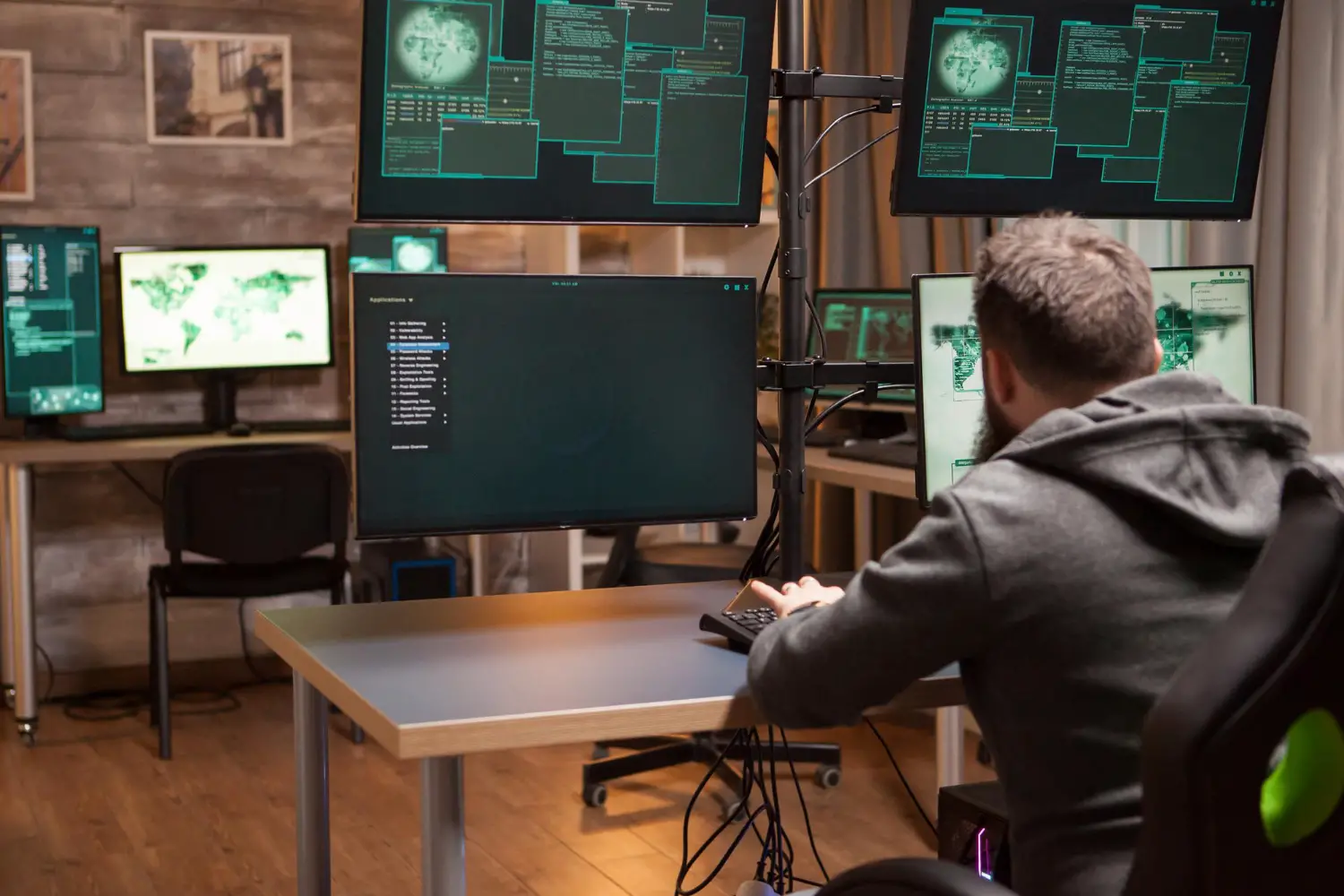 Cybersecurity expert working on computers
