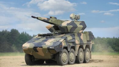 Skyranger turret mounted on Boxer armored fighting vehicle.