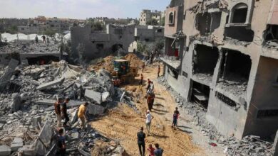 Palestinians search for victims under rubble after Israeli strikes on Rafah in southern Gaza