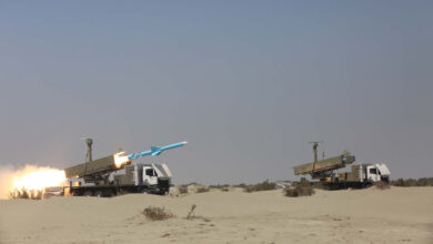 A handout picture provided by the Iranian army's website on Sept. 11, 2020, shows an Iranian Ghader missile being fired during the second day of a military exercise in the Gulf, near the strategic strait of Hormuz in southern Iran.