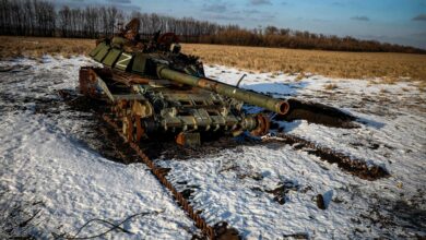destroyed Russian tank