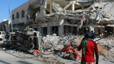 Site of a terrorist attack in Mogadishu