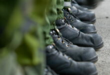 The boots of Swedish soldiers.