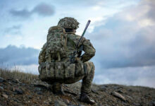 Grenadier Guardsman from British Forces South Atlantic Islands (BFSAI) take part in a joint exercise (Ex Cape Bayonet) at Port San Carlos, Falkland Islands