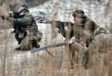 Ukraine soldiers in a drill near Kyiv