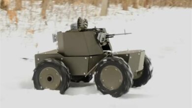 Ukraine's "Lyut," an unmanned ground vehicle equipped with a PKT 7.62-millimeter machine gun