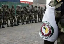 Senegalese soldier wearing ECOWAS colors